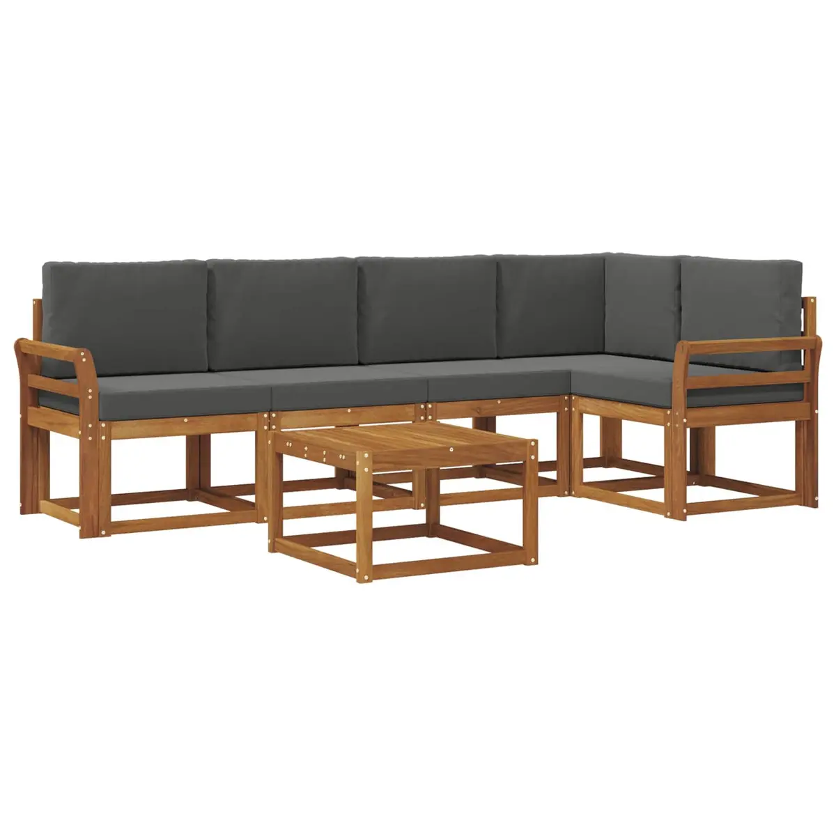 Outdoor Sofa Set Garden 6 Piece Modular Lounge with Cushions Brown
