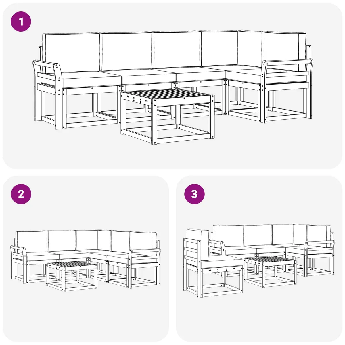 Outdoor Sofa Set Garden 6 Piece Modular Lounge with Cushions Brown