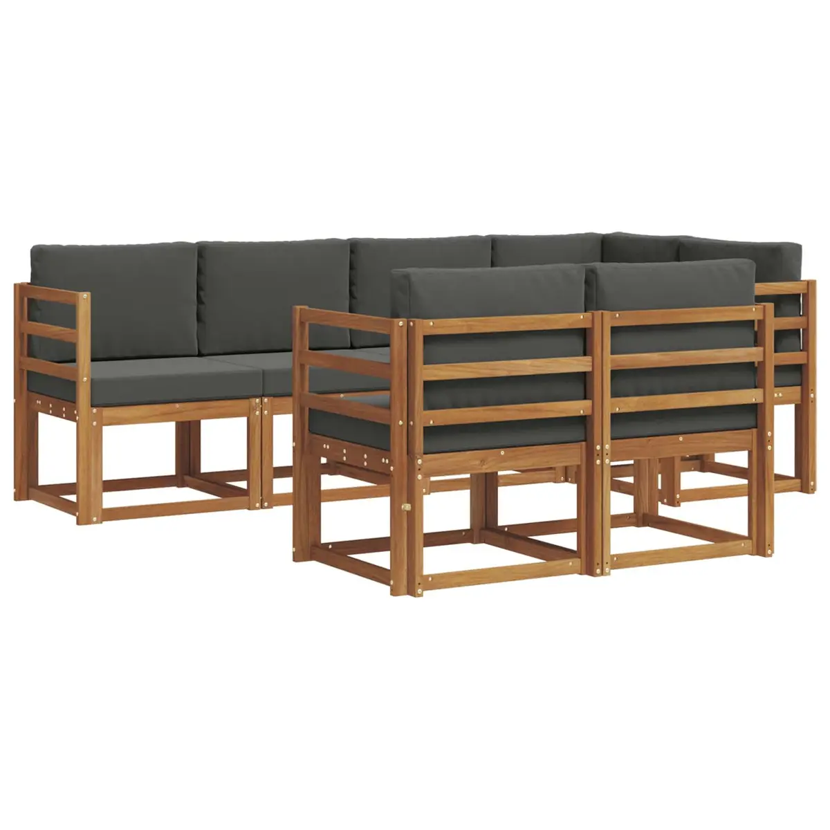 Outdoor Sectional Sofa Set Garden Patio Furniture 7 Pieces Brown