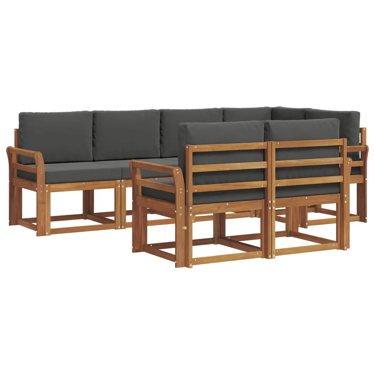 Outdoor Sectional Sofa Set for Garden Patio 7 Piece Brown