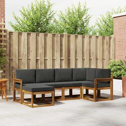 Outdoor Sofa Set 6 Piece Garden Furniture with Cushions Patio Lounge Natural