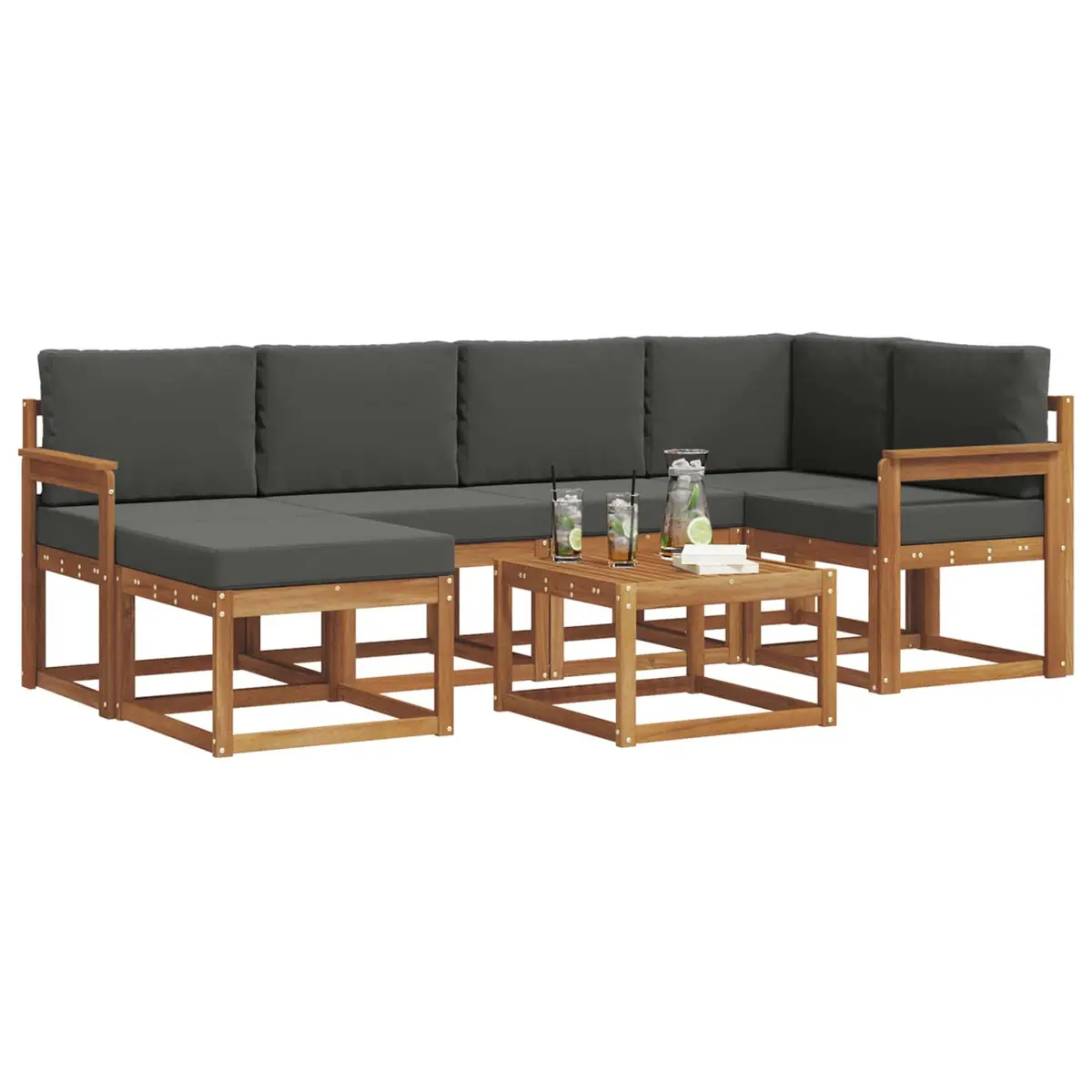 7-Piece Outdoor Sofa Set in Brown Acacia