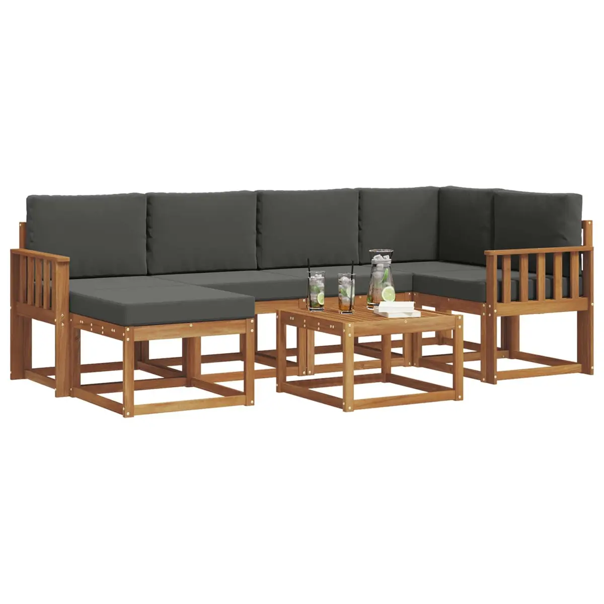 Outdoor Sofa Set Garden 7 Pieces Modular Patio Lounge with Cushions