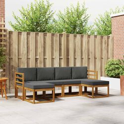 Outdoor Sofa Set 6 Pieces Modern Garden Patio Furniture Engineered Wood Natural