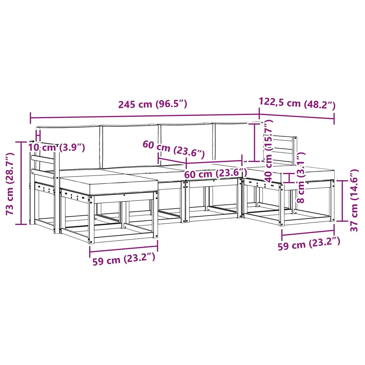 6-Piece Modern Outdoor Sofa Set