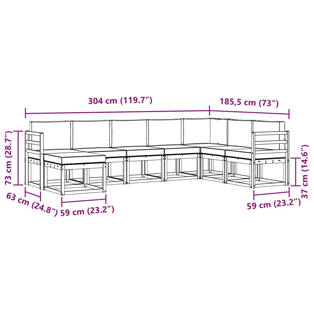 8-Piece Modular Outdoor Sofa Set