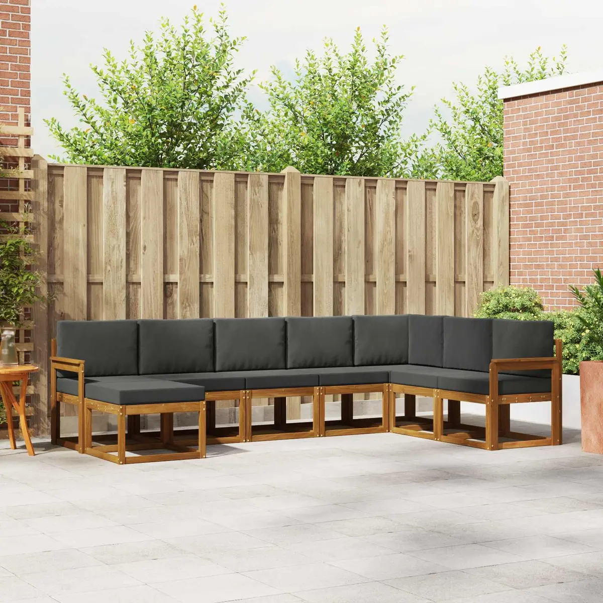 Outdoor Sofa Set 8 Pieces Modular Garden Patio Furniture with Cushions Brown