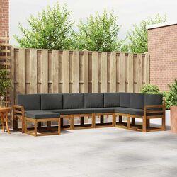 Outdoor Sofa Set 8 pcs Modular Garden Furniture with Cushions Natural Brown