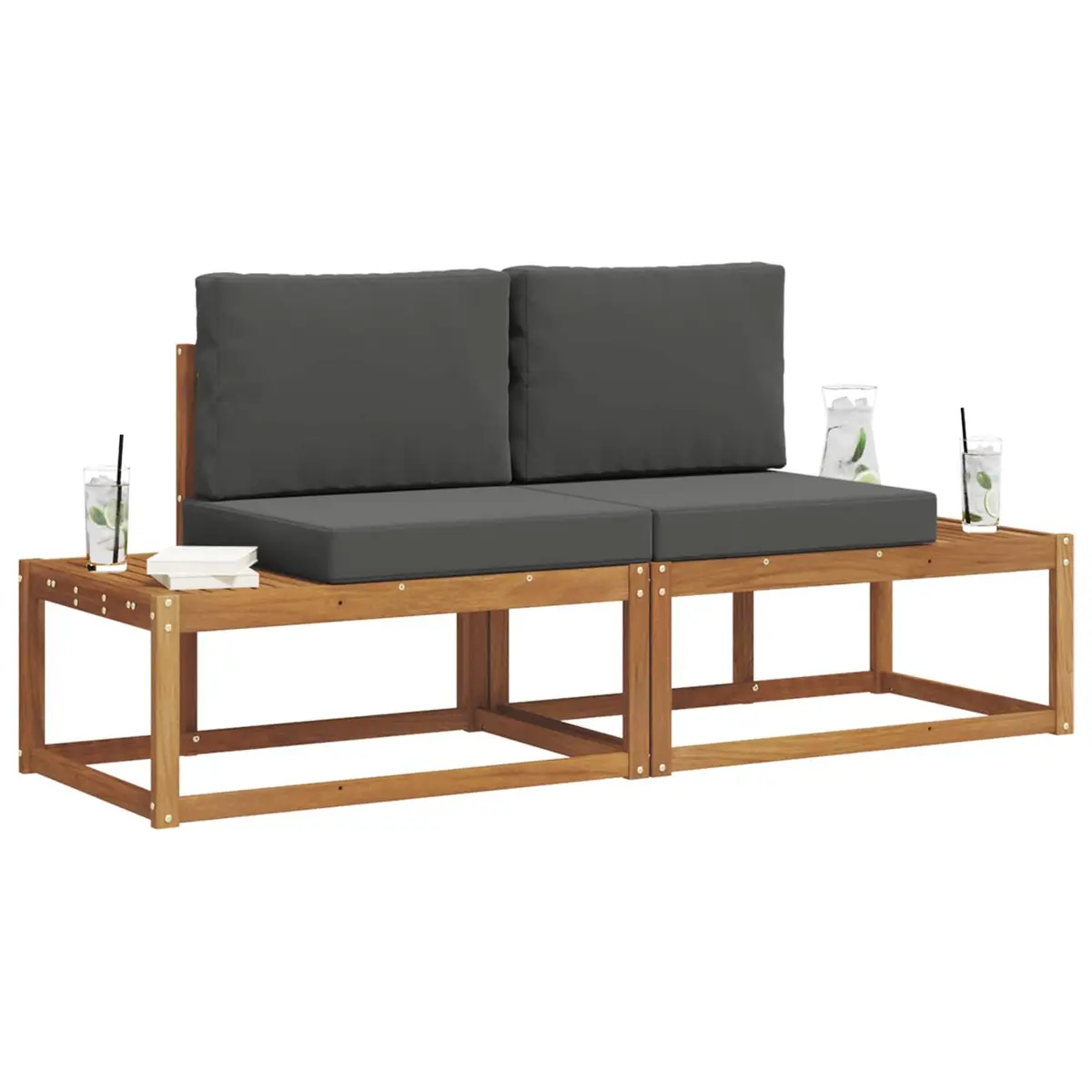 Outdoor Sofa Set 2 Pieces Garden Patio Furniture Engineered Wood Beige