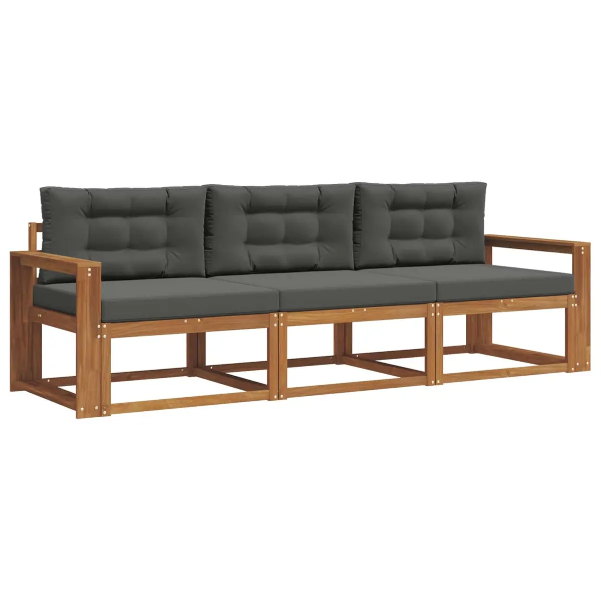 Outdoor Sofa Set 3 Pcs Sectional Garden Patio Furniture Modular Brown Wood
