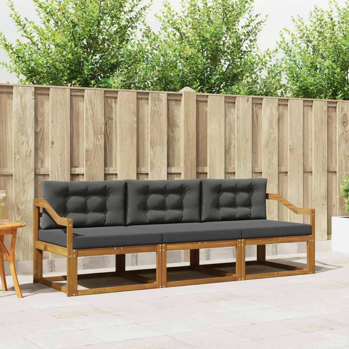 Outdoor Sofa Set Modular Garden Patio 3 Piece Brown Wood