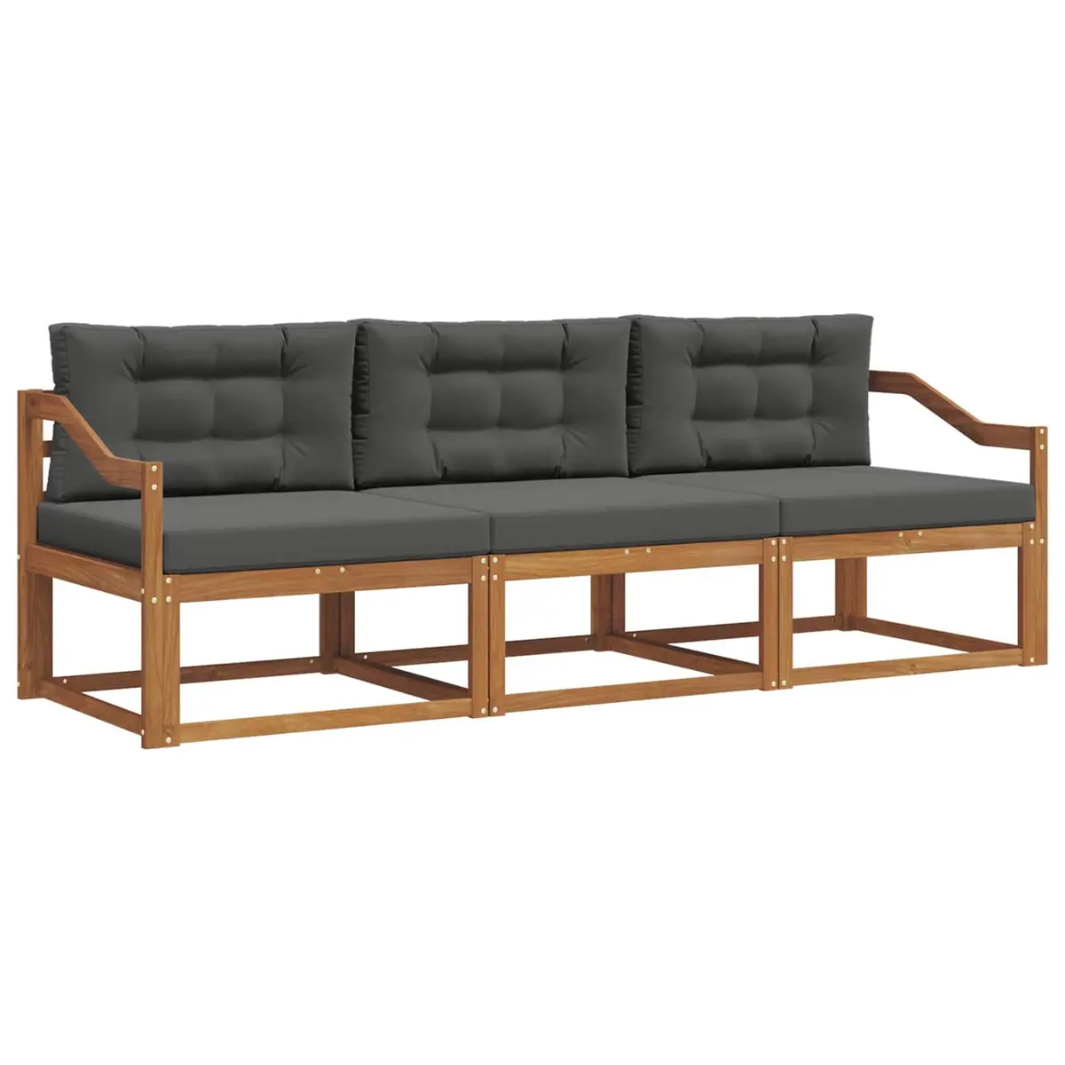 Outdoor Sofa Set Modular Garden Patio 3 Piece Brown Wood