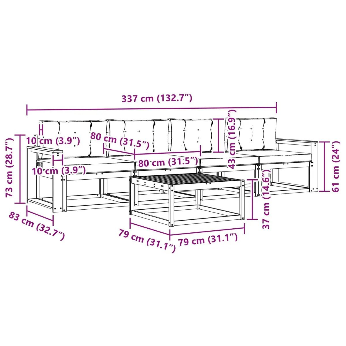 5-Piece Outdoor Sectional Sofa Set