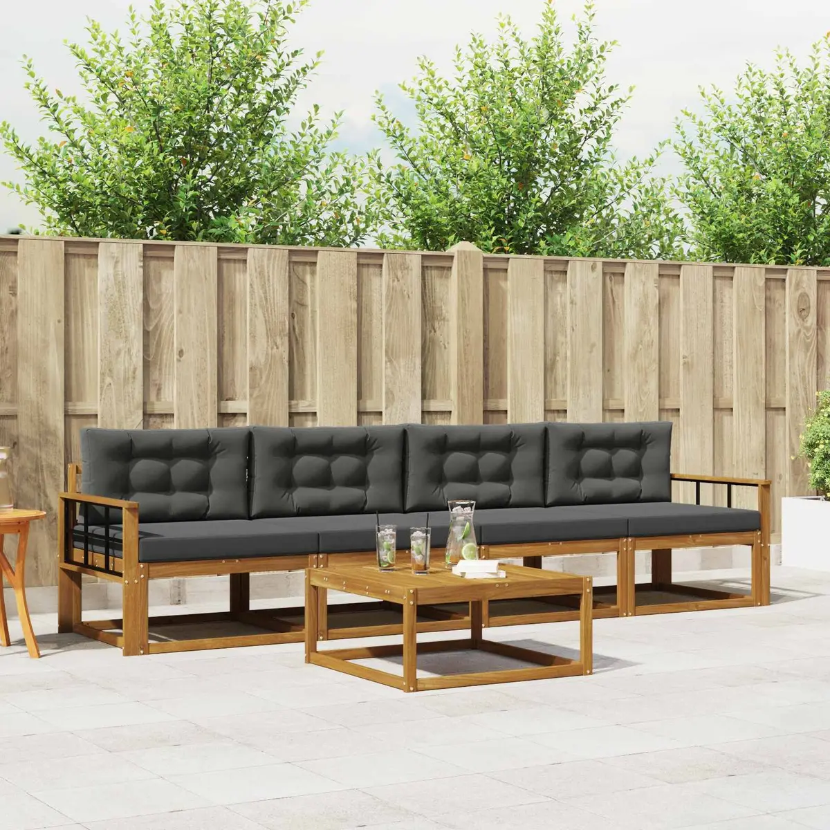 5 Piece Brown Outdoor Sofa Set