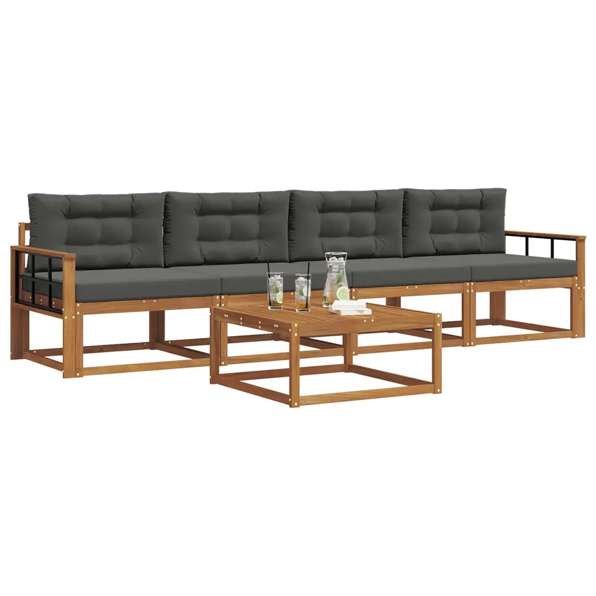 5 Piece Brown Outdoor Sofa Set