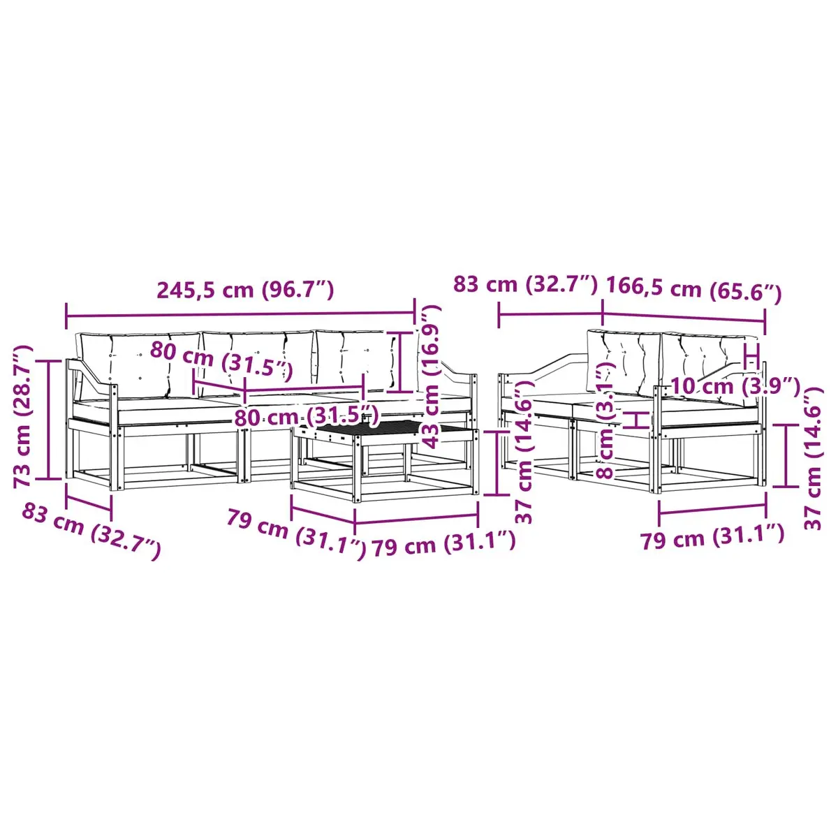 6-Piece Modular Outdoor Sofa Set
