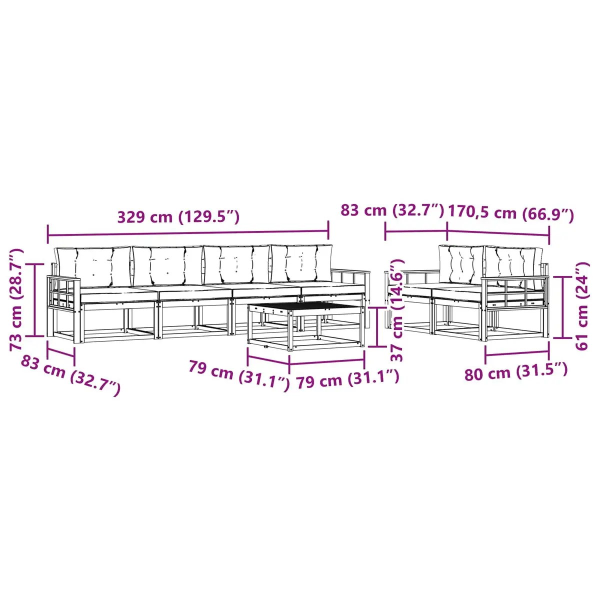 7-Piece Outdoor Sectional Sofa Set