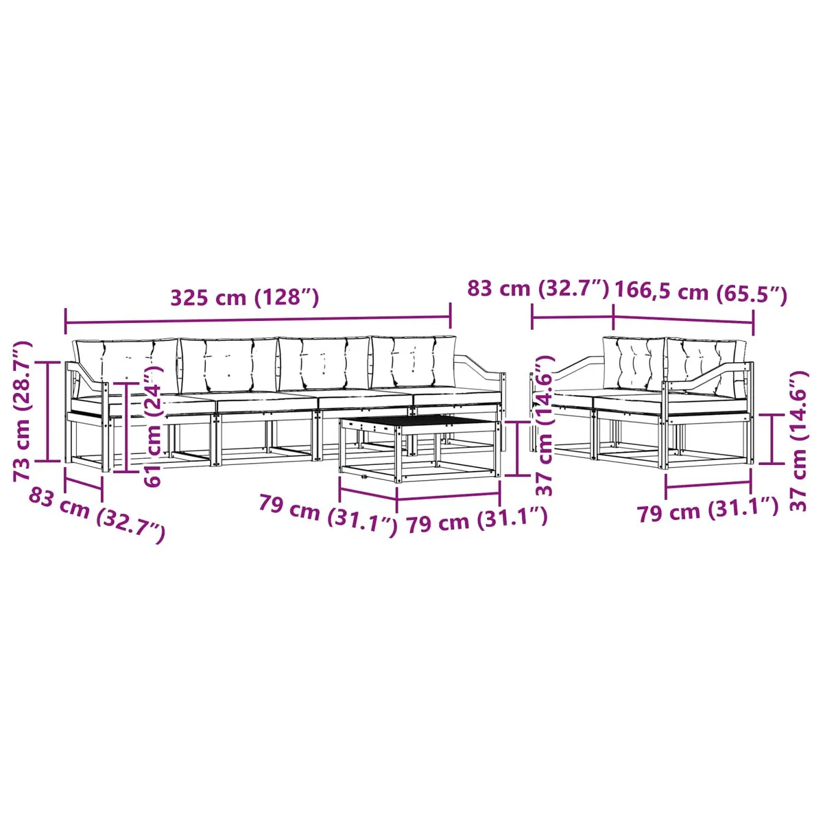 7 Piece Natural Acacia Outdoor Set