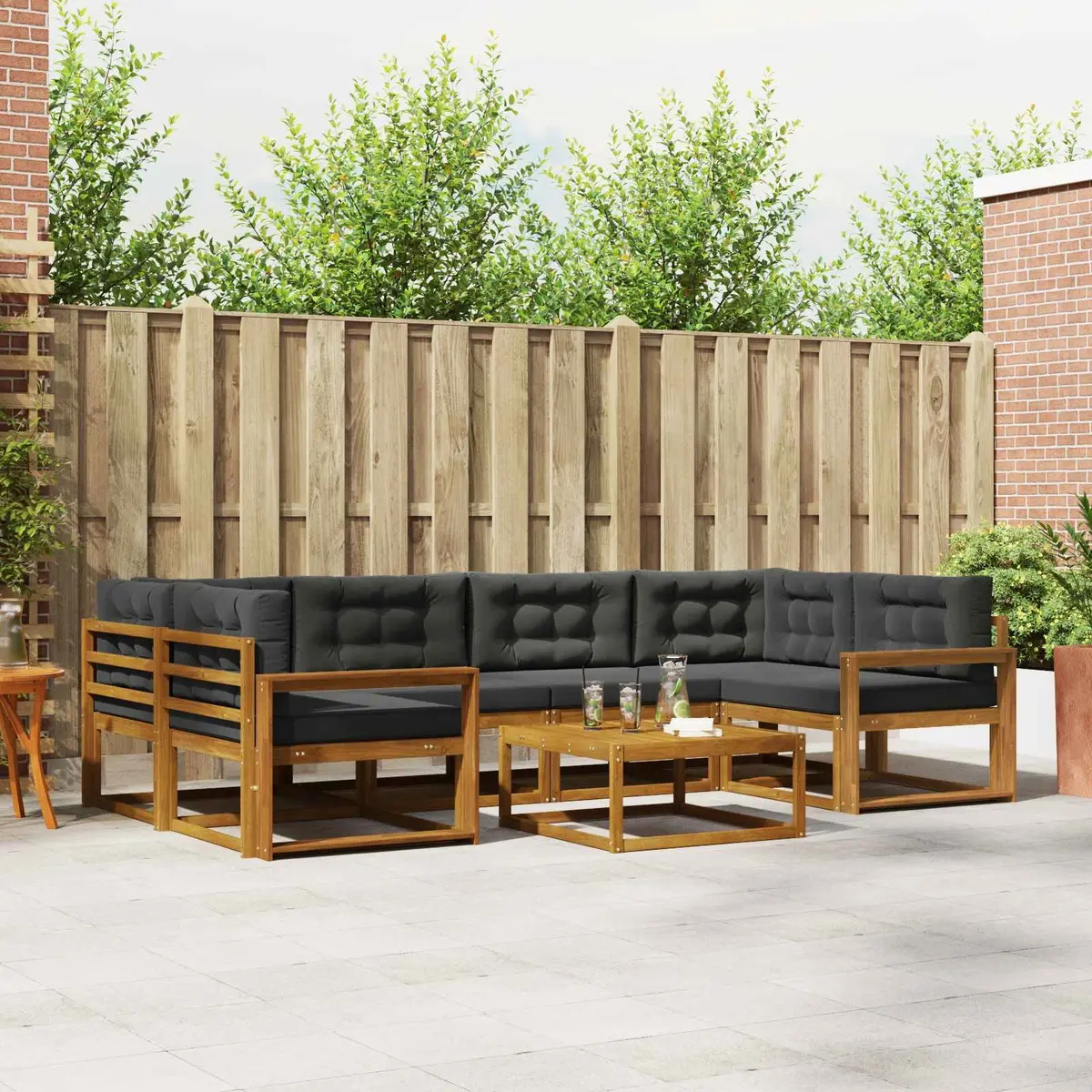 Outdoor Sofa Set Garden Patio 7 Pieces Natural Anthracite