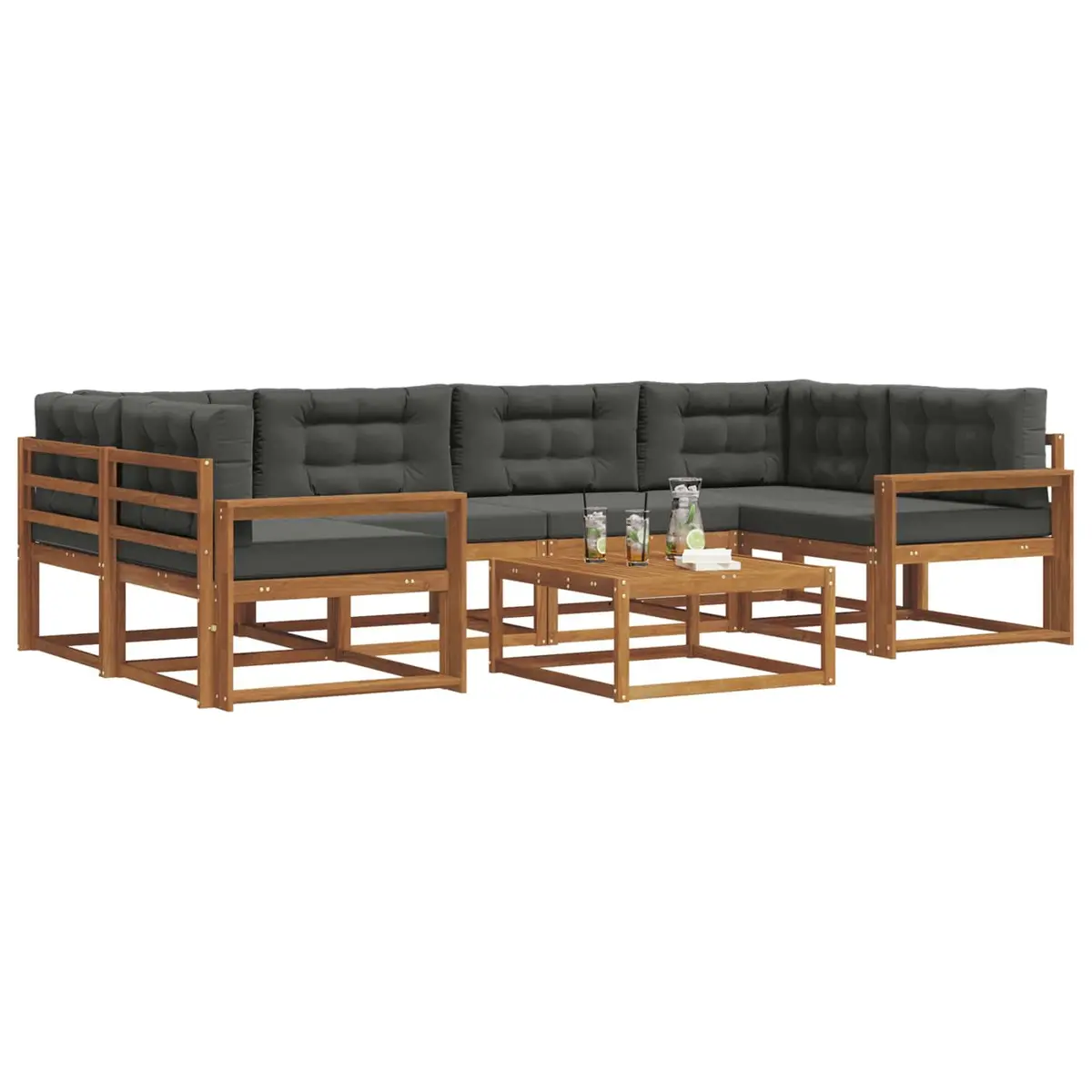 Outdoor Sofa Set Garden Patio 7 Pieces Natural Anthracite