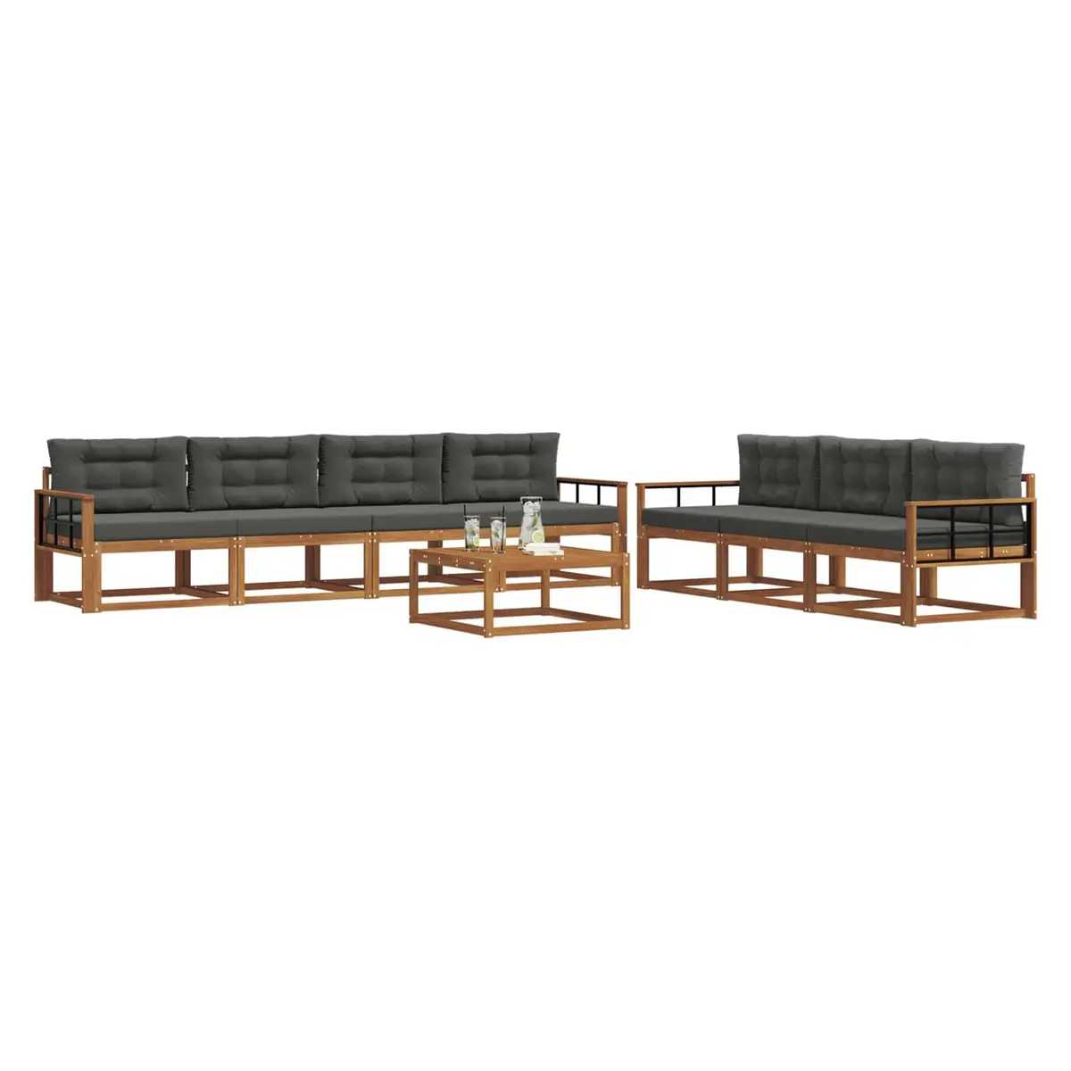Outdoor Sectional Sofa Set 8 Pieces Modular Garden Patio Furniture Natural