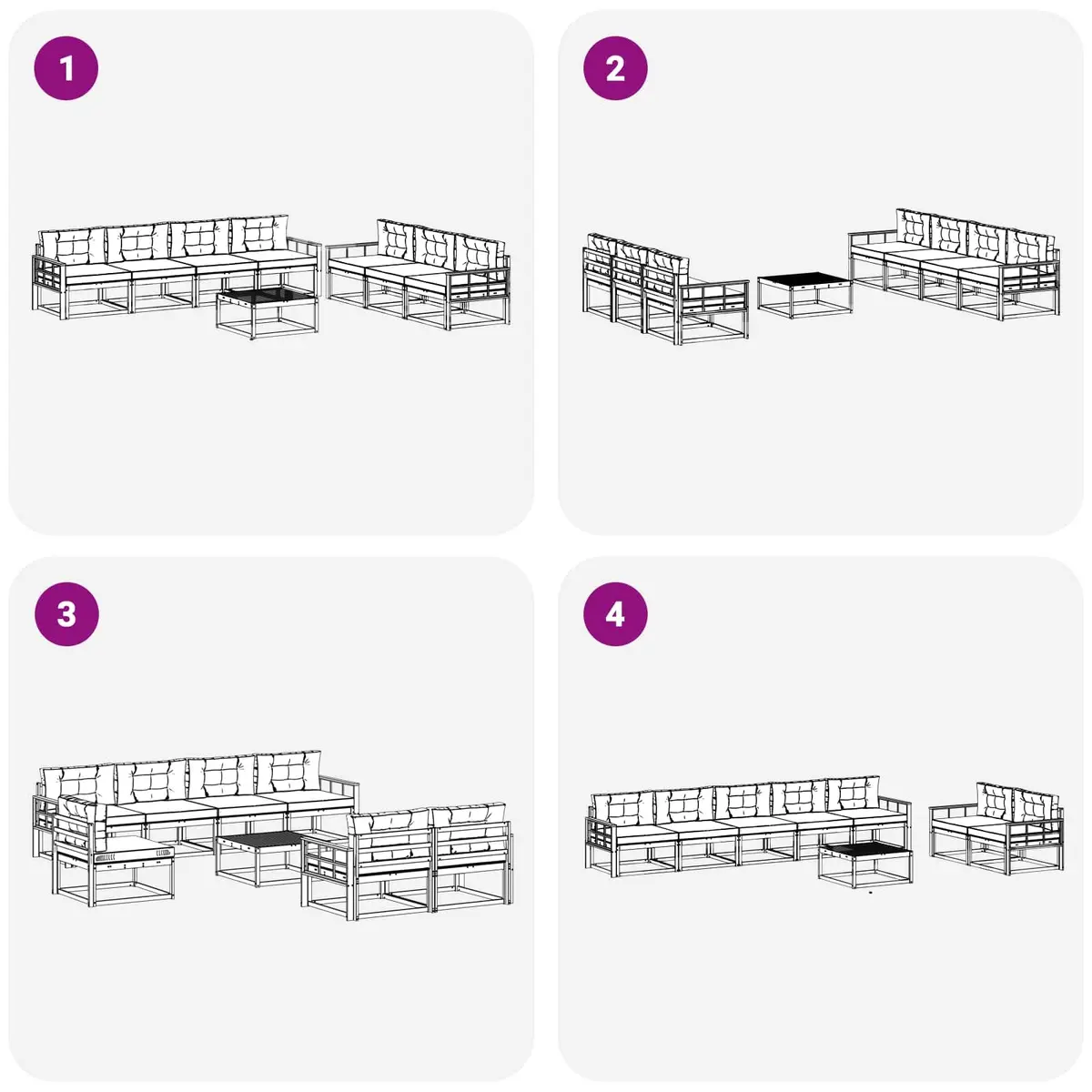 Outdoor Sectional Sofa Set 8 Pieces Modular Garden Patio Furniture Natural