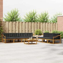 Outdoor Sectional Sofa Set: 8 Pieces, Solid Acacia Wood