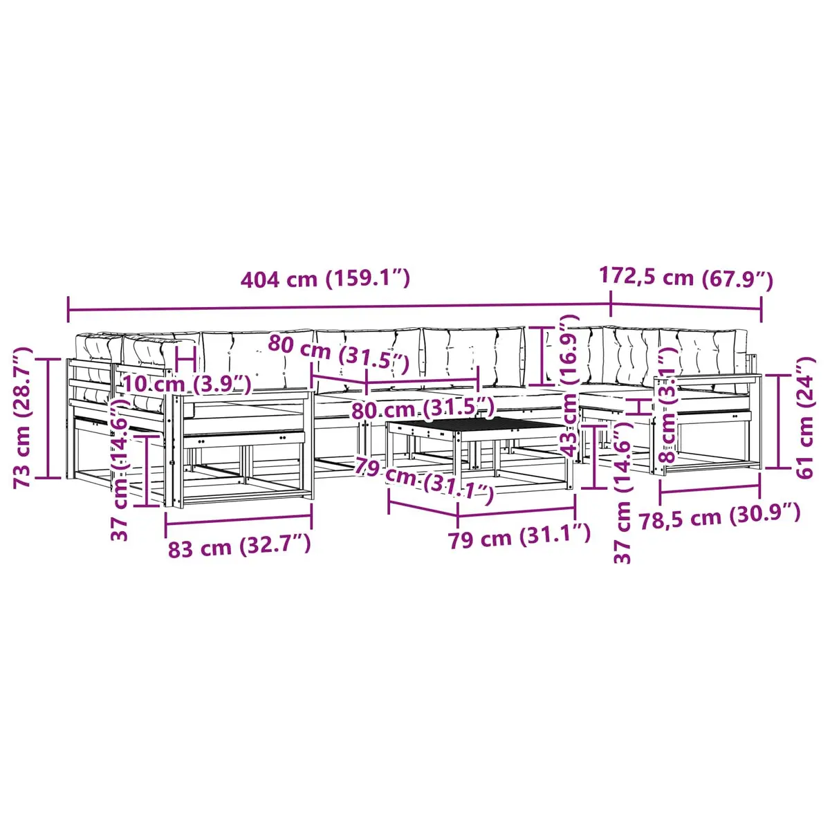 Modular Outdoor Sectional Sofa Set
