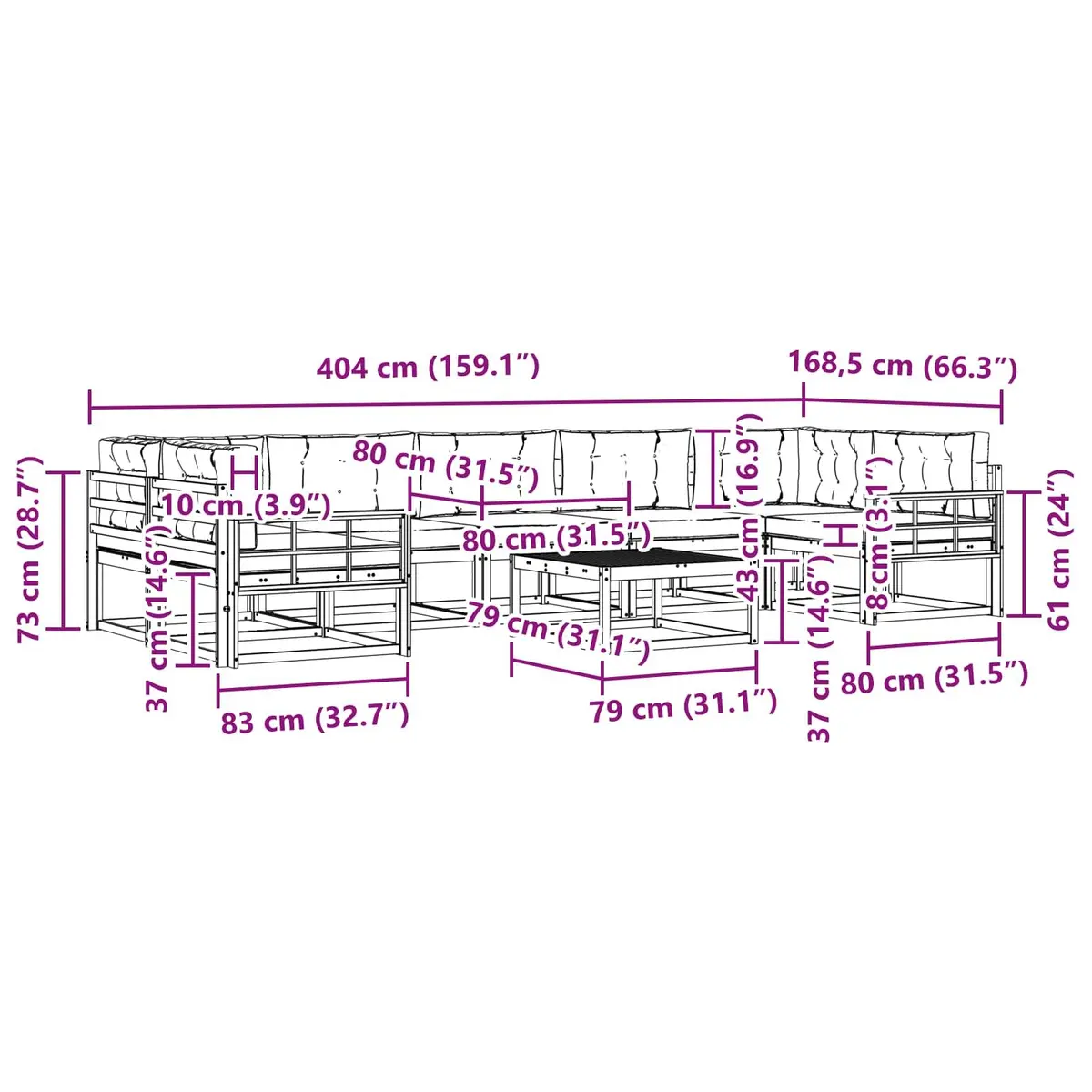 8-Piece Modular Outdoor Sectional Set