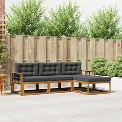 4 Piece Modular Patio Sofa Set - Solid Acacia Wood