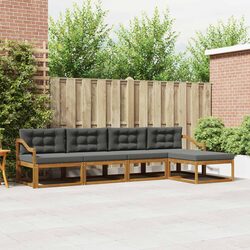 Outdoor Sectional Sofa Set: 5 Pieces, Solid Wood, Weather-Resistant