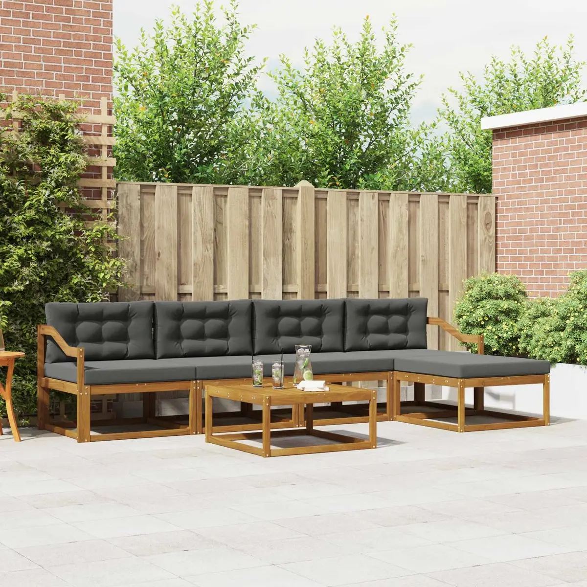 Modular Sectional Sofa Set for Outdoor Use 6 Piece with Cushions