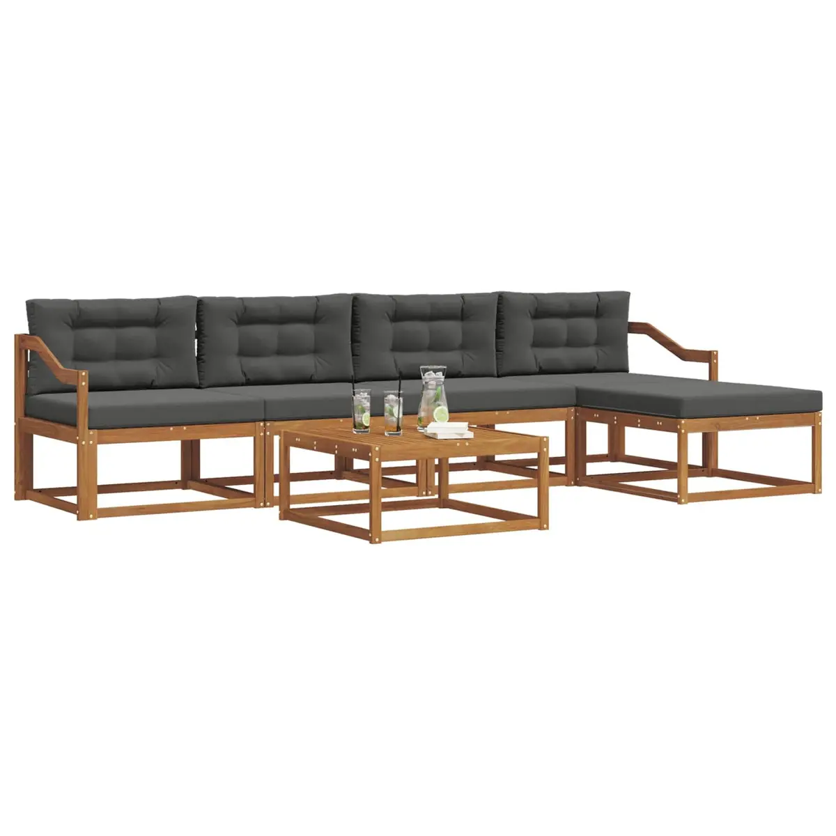 Modular Sectional Sofa Set for Outdoor Use 6 Piece with Cushions