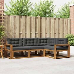 Modular 4-Piece Outdoor Sectional Sofa Set, Brown Acacia
