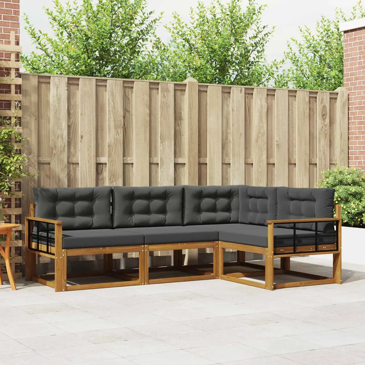 4-Piece Modular Outdoor Sectional Sofa with Slat Back