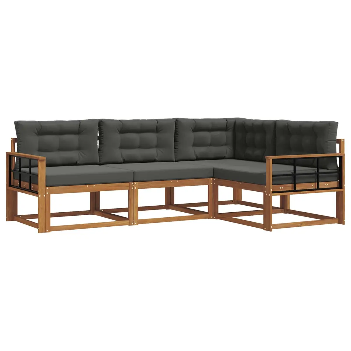 4-Piece Modular Outdoor Sectional Sofa with Slat Back