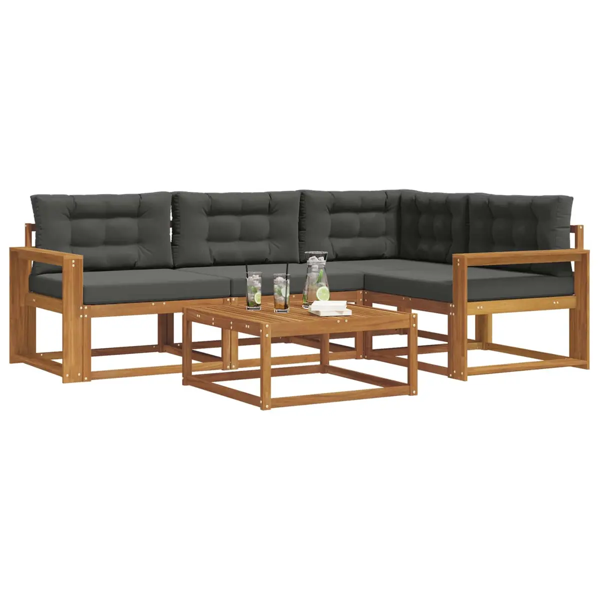 Outdoor Sofa Set Garden Patio Furniture 5 Piece Modular Brown