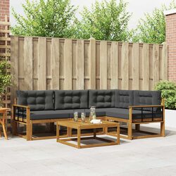 5 Piece Modular Patio Sofa Set with Cushions in Brown