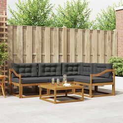 5 Piece Modular Outdoor Sofa Set in Natural Wood Finish