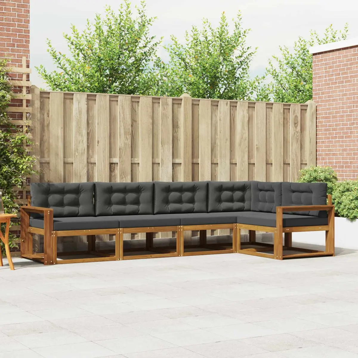 Outdoor Sectional Sofa Set 5 Pieces Garden Patio Furniture Brown Cushion