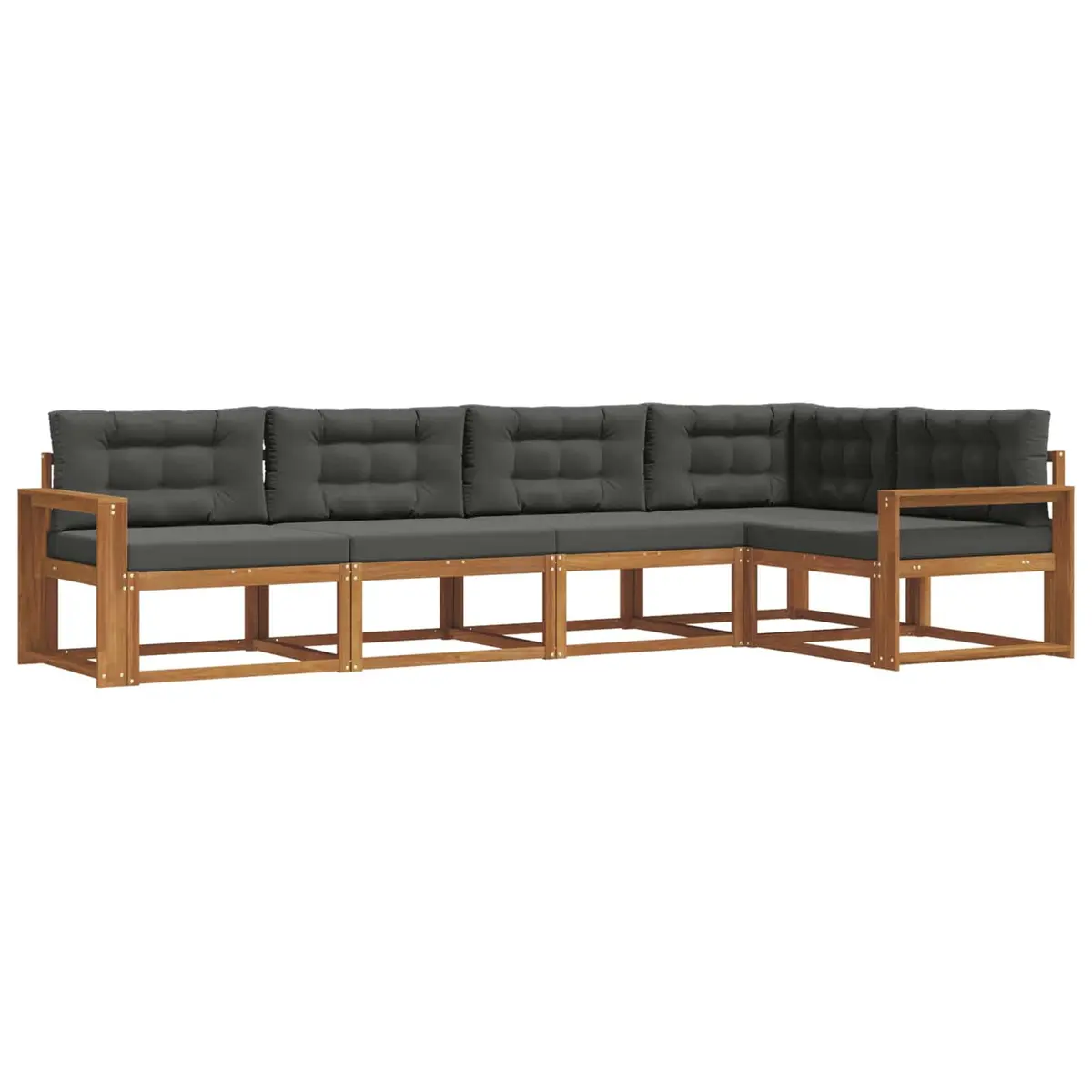 Outdoor Sectional Sofa Set 5 Pieces Garden Patio Furniture Brown Cushion