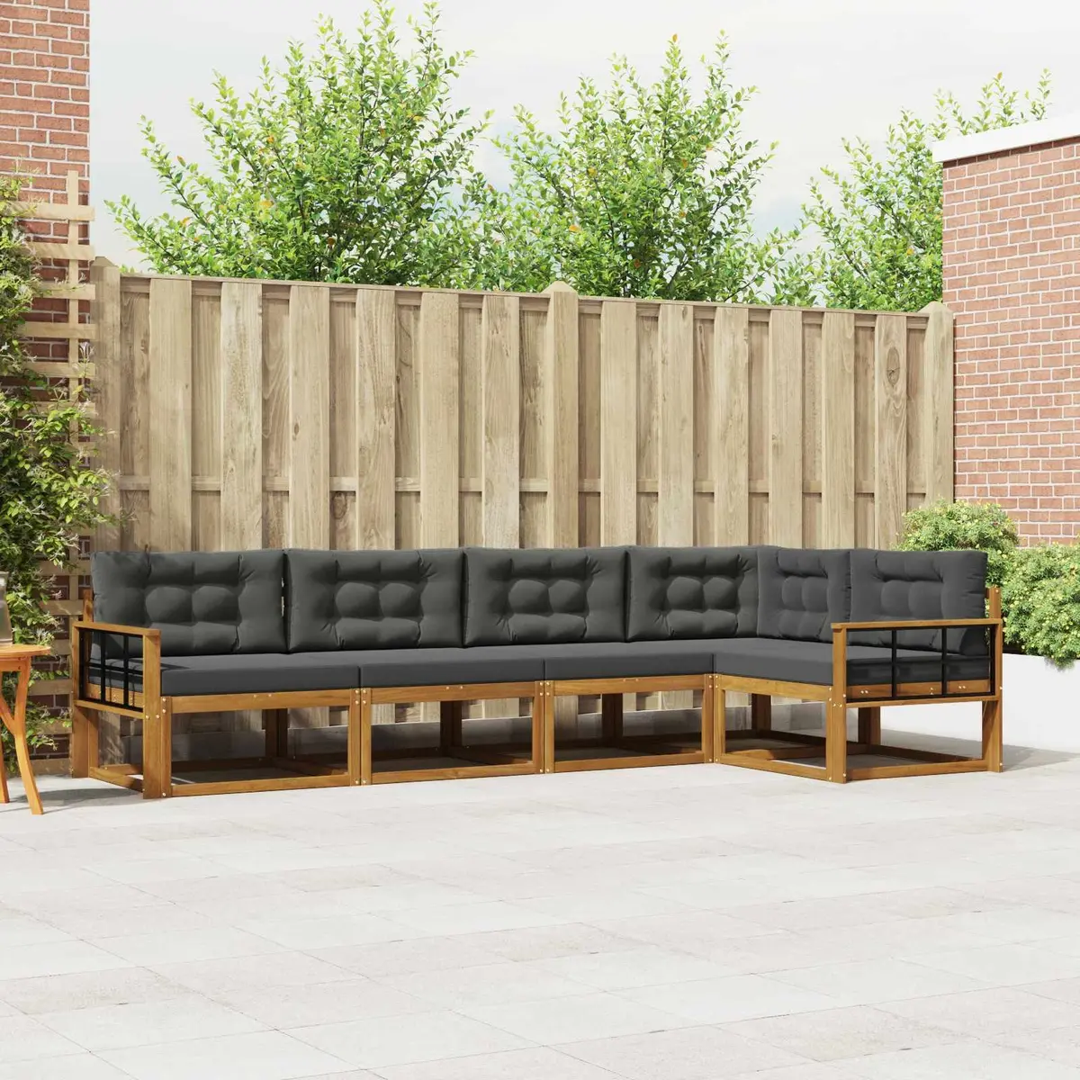 5-Piece Modular Outdoor Sofa Set with Cushions and Armrests