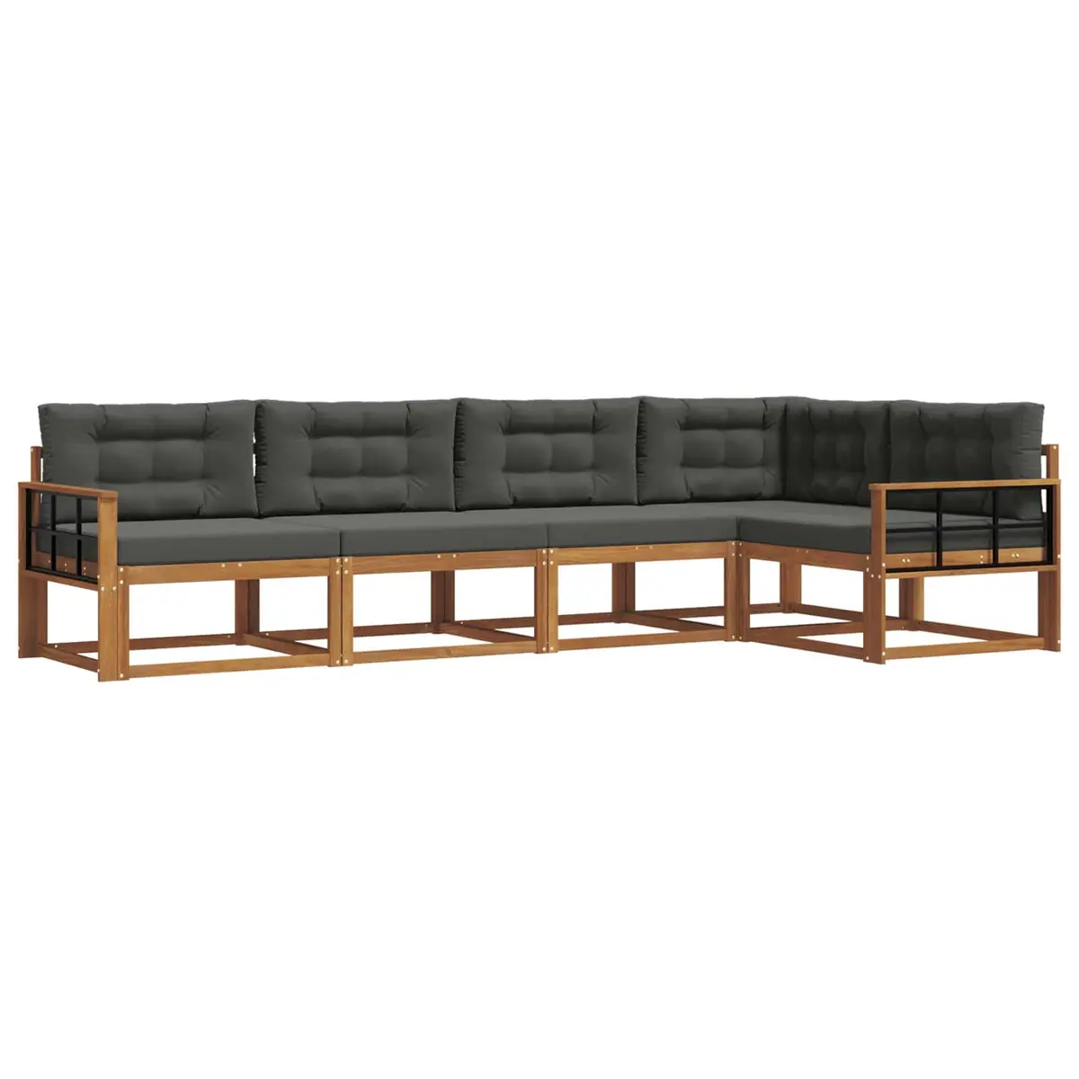 5-Piece Modular Outdoor Sofa Set with Cushions and Armrests