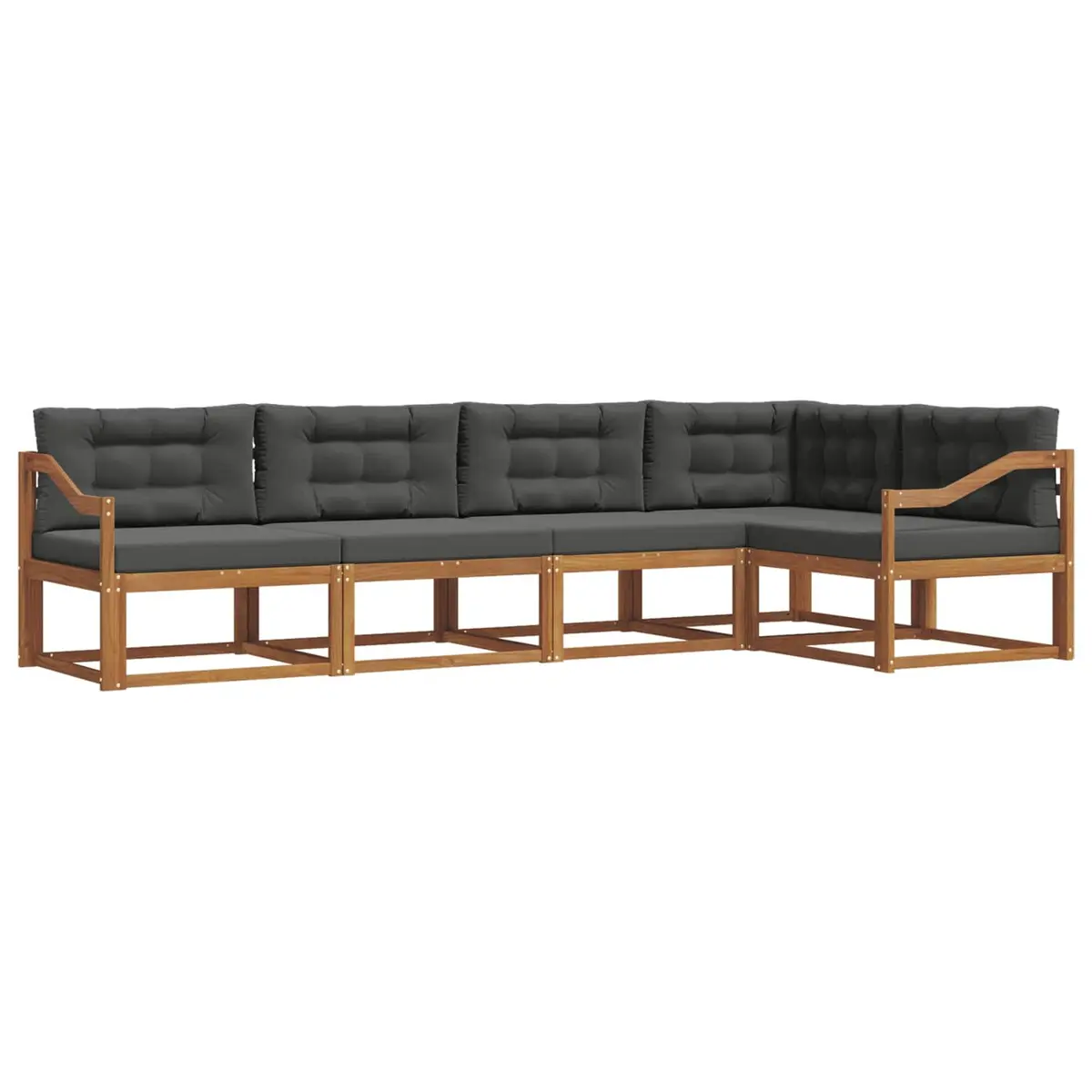 Outdoor Sofa Set 5 pcs Sectional Modular Garden Patio Furniture Brown Slat Back