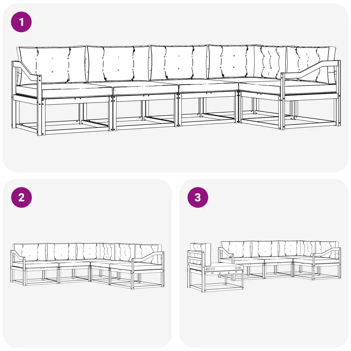 Outdoor Sofa Set 5 pcs Sectional Modular Garden Patio Furniture Brown Slat Back