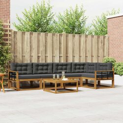 Outdoor Modular Sofa Set - 6 Pieces, Brown Acacia Wood