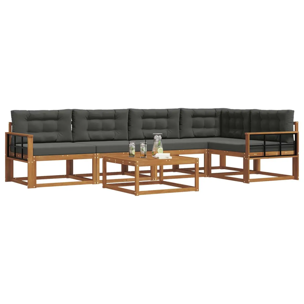 Outdoor Sectional Sofa Set 6 Piece Modular Garden Patio Furniture Brown