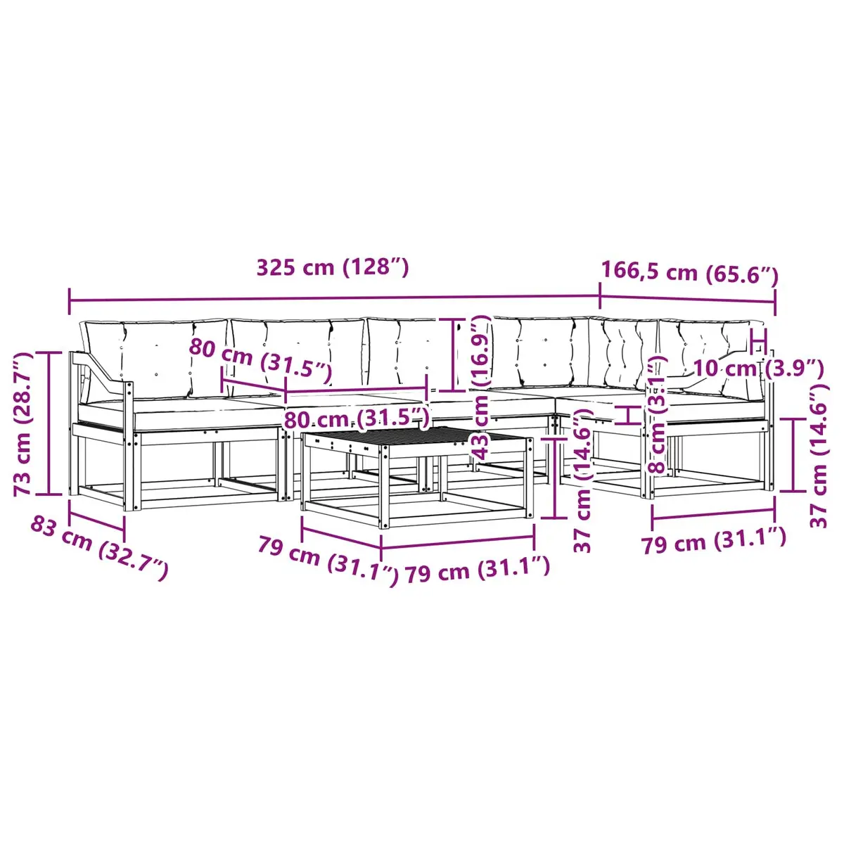 6-Piece Outdoor Sectional Sofa Set