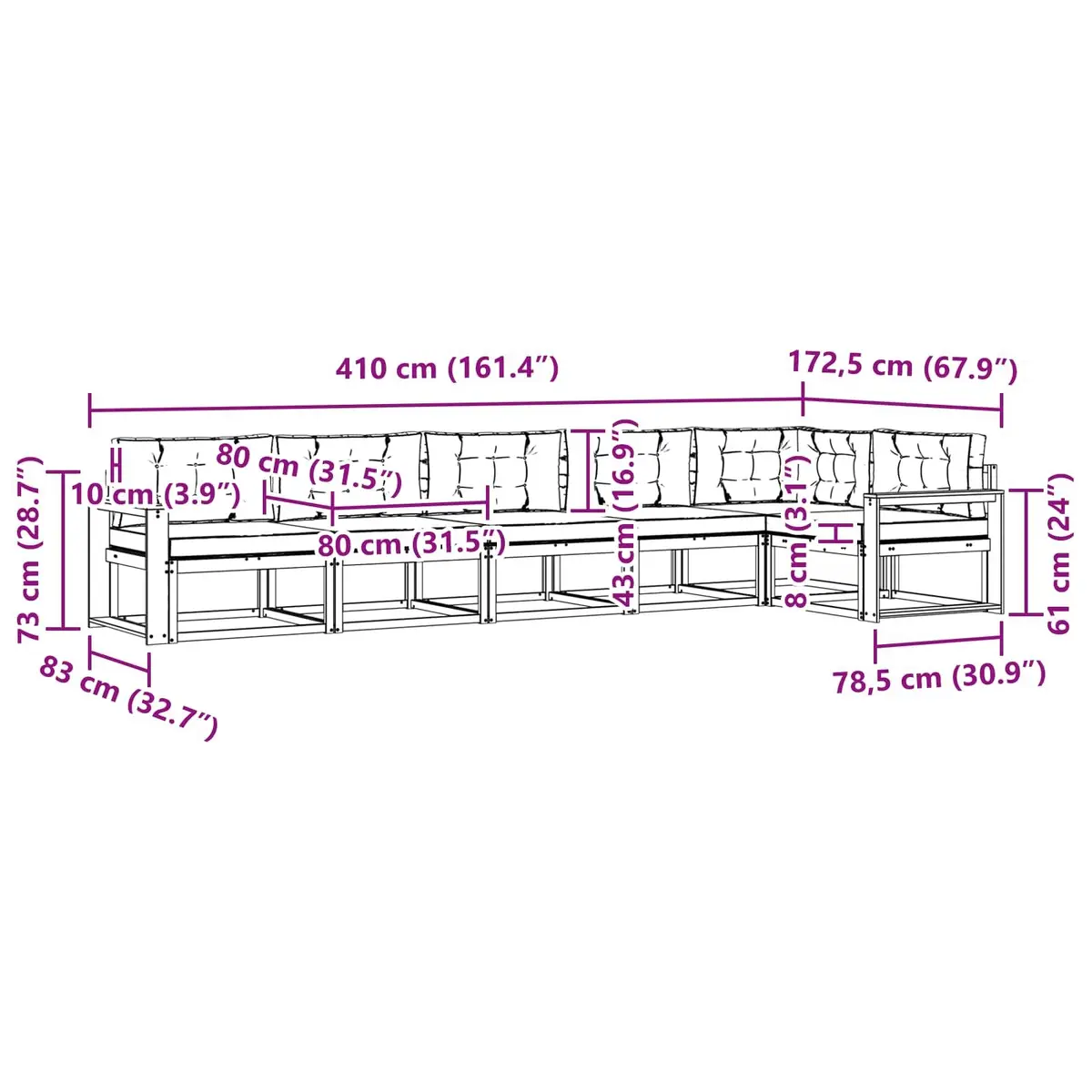 6-Piece Outdoor Sectional Sofa Set