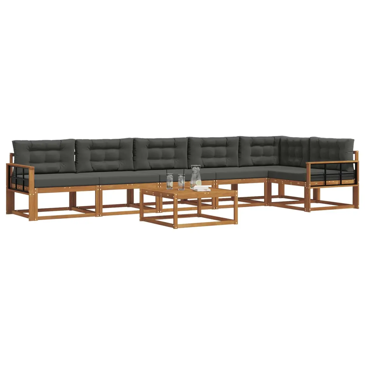 Outdoor Sectional Sofa Set 7 Piece Modular Garden Patio Furniture with Cushions
